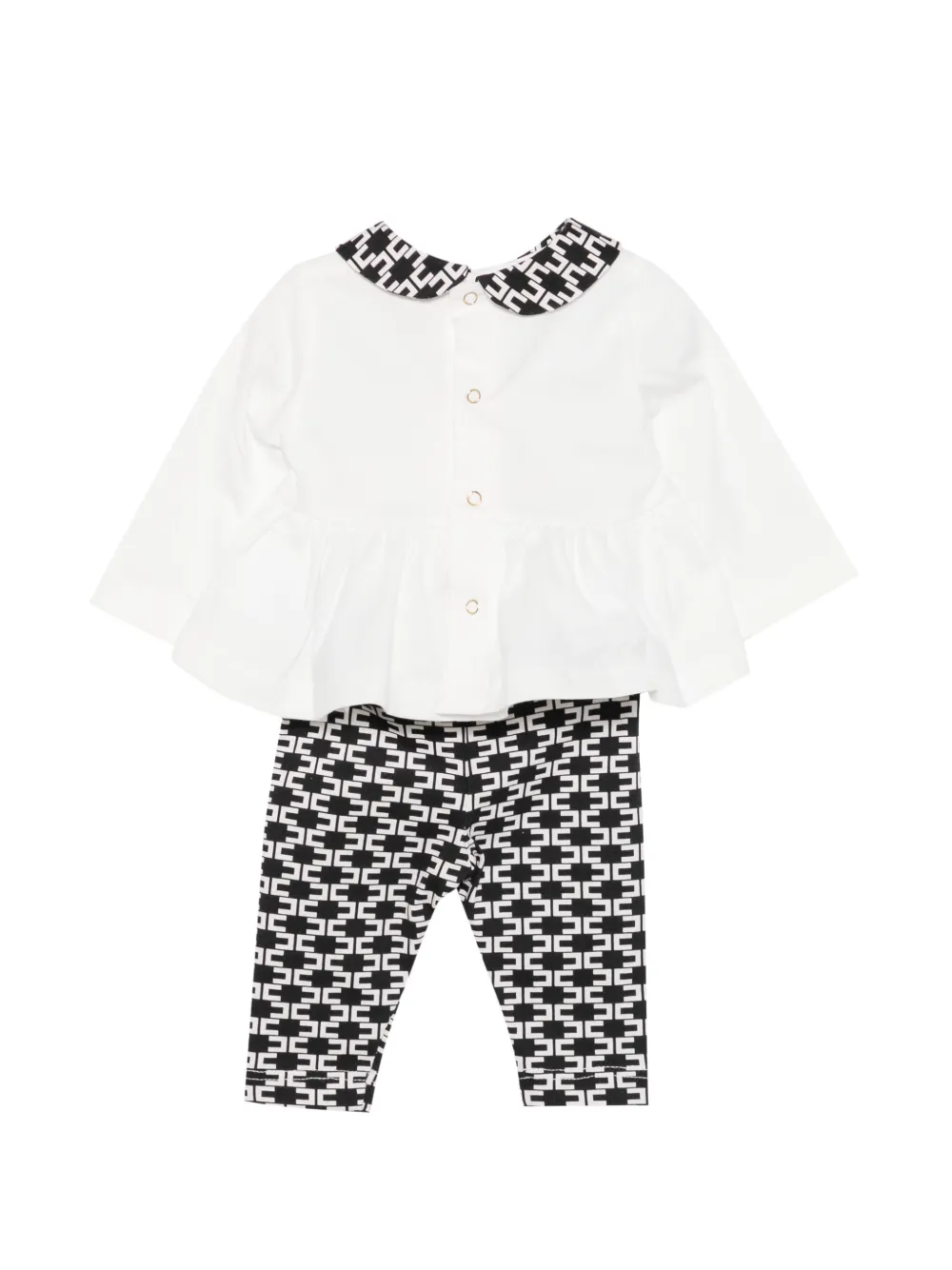 Elisabetta Franchi Kids Broekset met monogram-print en peplum-zoom Wit