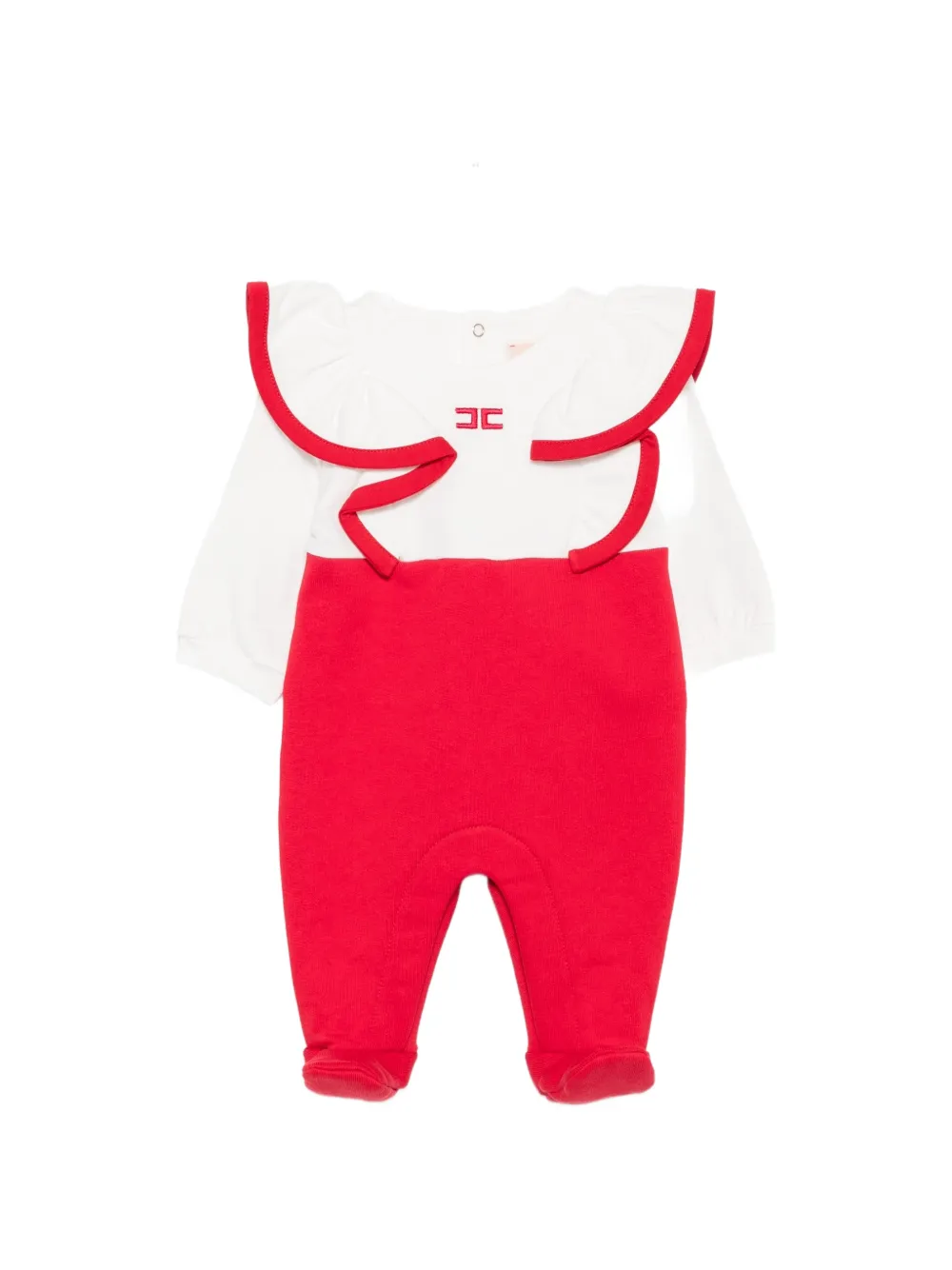 Elisabetta Franchi Kids Jumpsuit met geborduurd logo en ruches Rood