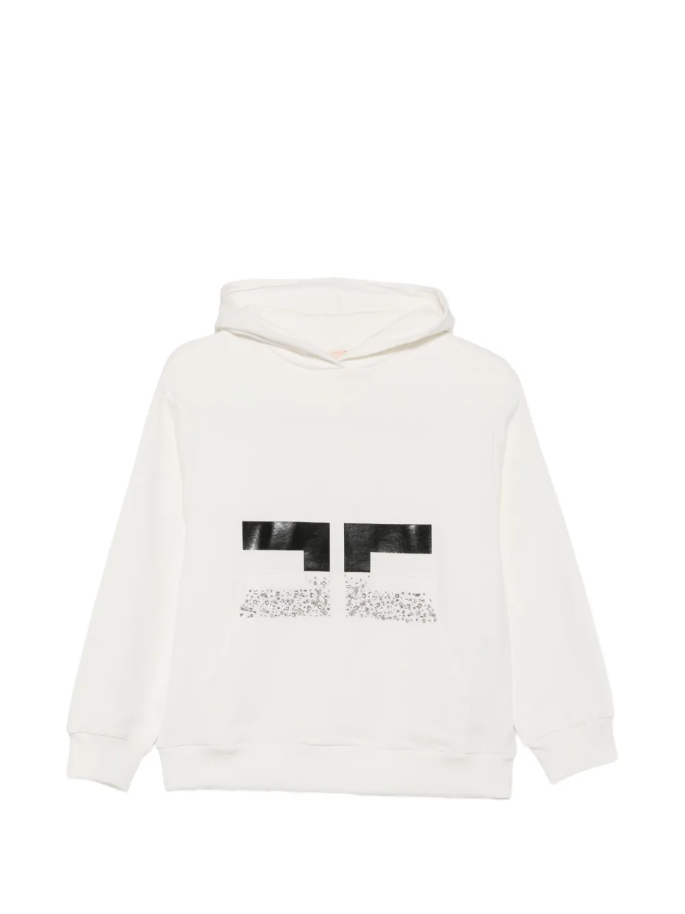 Elisabetta Franchi Kids logo-print crystal-embellished hoodie - Blanc Elisabetta Franchi Kids logo-print crystal-embellished hoodie - Blanc