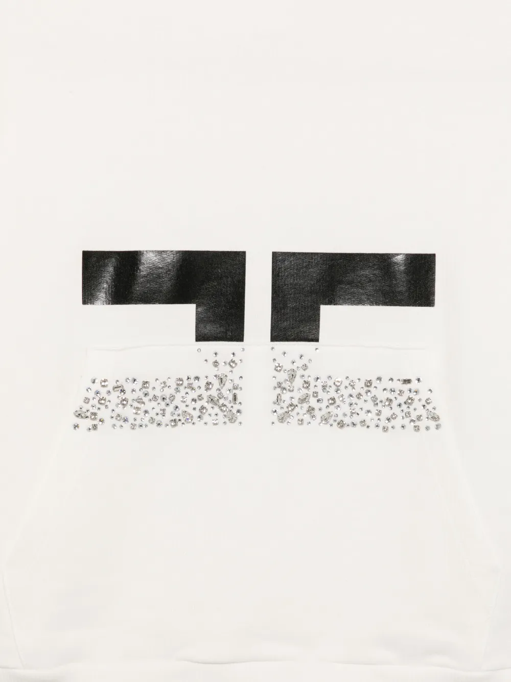 Elisabetta Franchi Kids Hoodie met logo-print en verfraaid met kristallen Wit