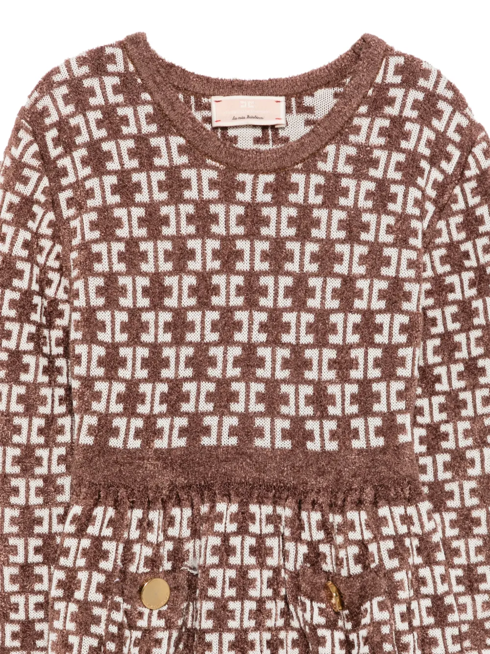 Elisabetta Franchi Kids Jurk met monogramprint Bruin