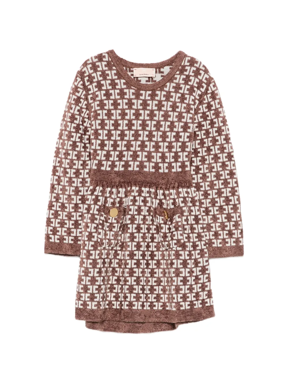 Elisabetta Franchi Kids Jurk met monogramprint Bruin