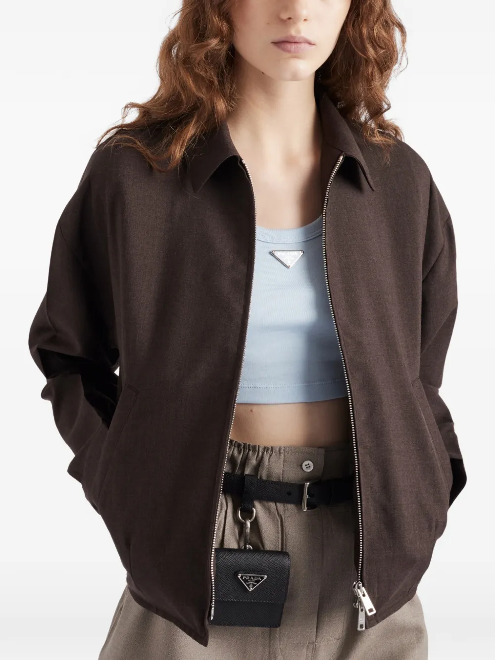 Prada Ribgebreide cropped top Blauw