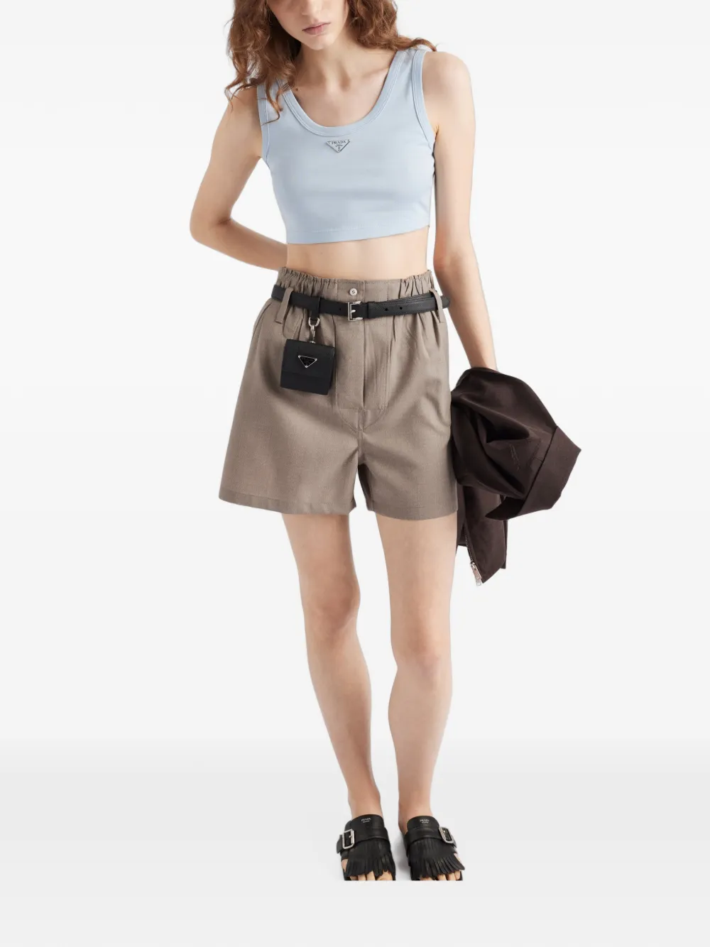Prada Ribgebreide cropped top Blauw