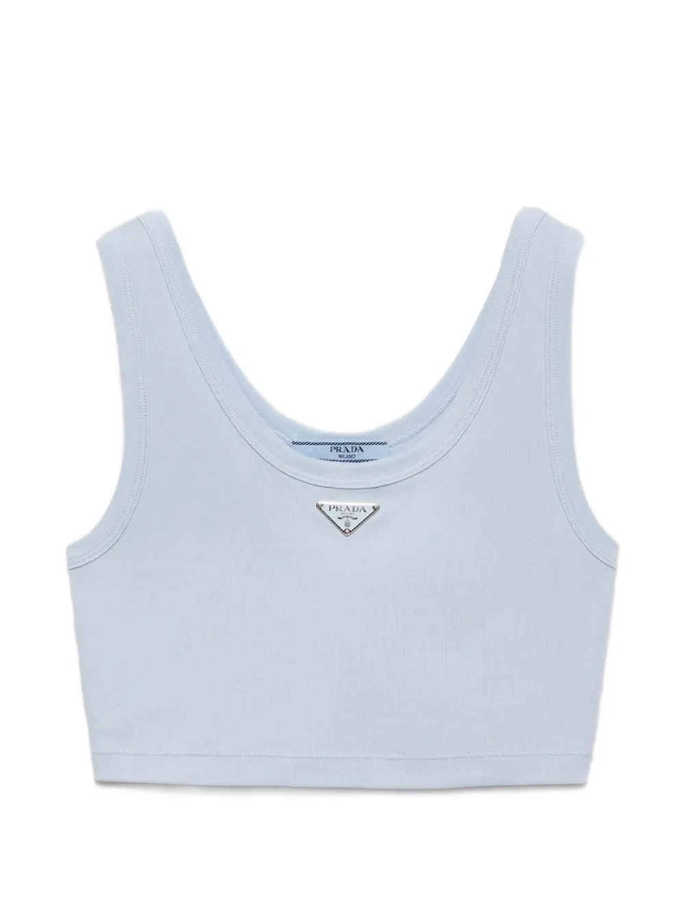 Prada ribbed knit cotton crop top - Blu