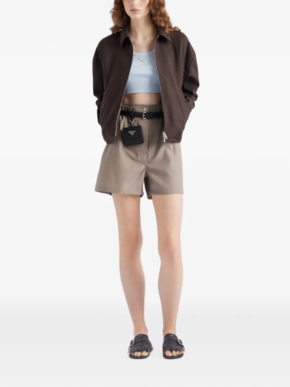 Prada Ribgebreide cropped top Blauw
