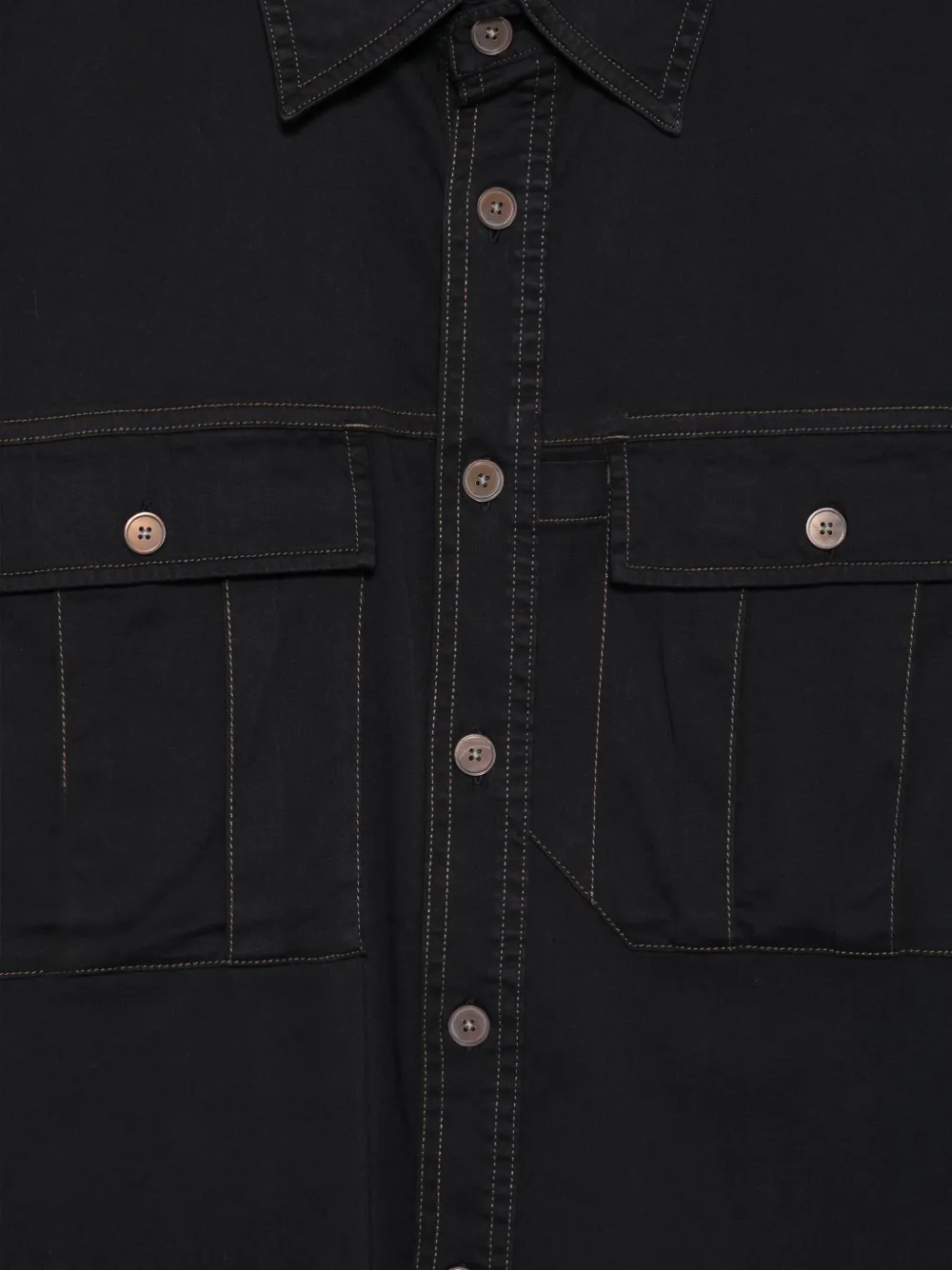 Paul Smith contrast-stitch chest-pocket shirt Blauw