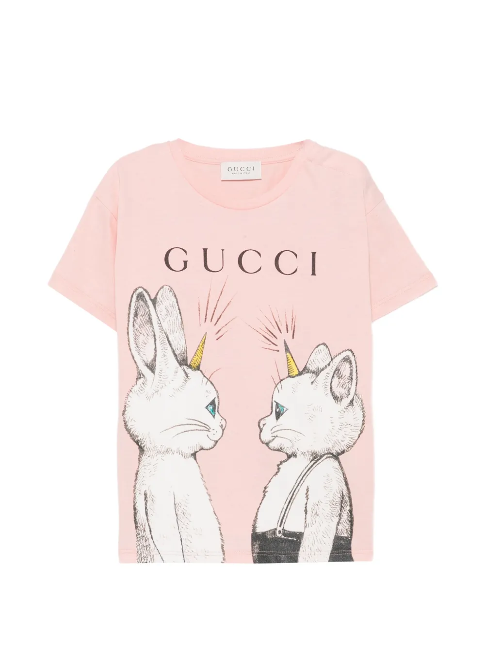 Gucci Kids animal-print logo-print T-shirt Roze
