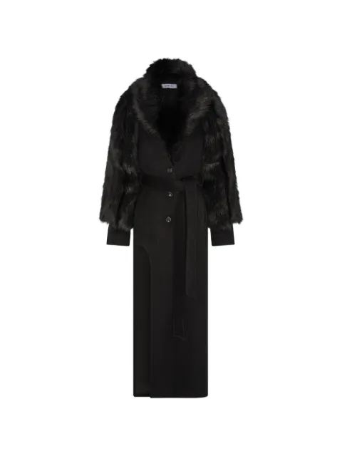 SRVC Studio Raven faux-fur trim coat