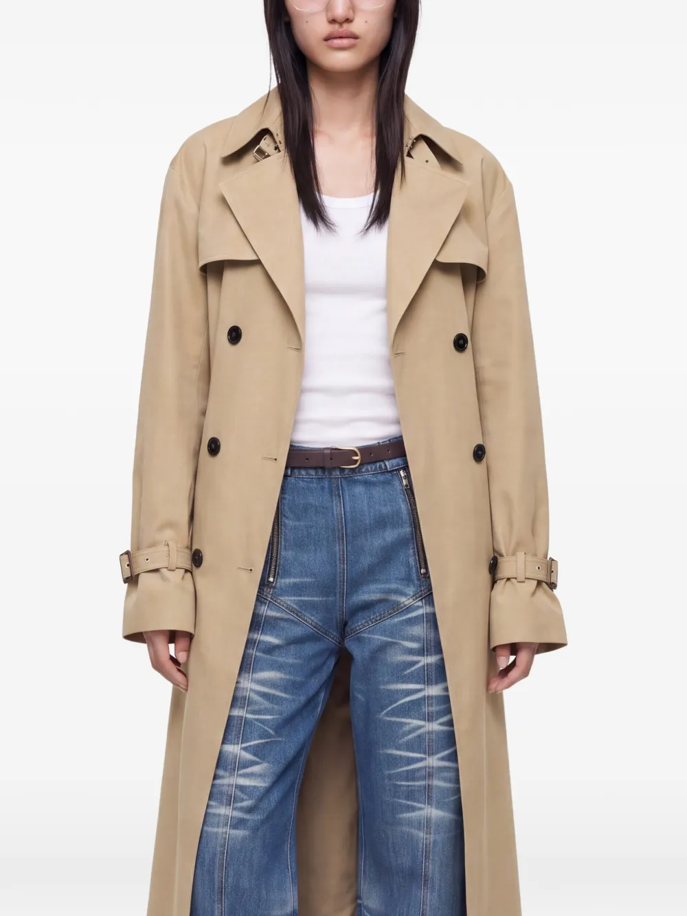 SRVC Studio Seren trenchcoat met dubbele rij knopen Beige