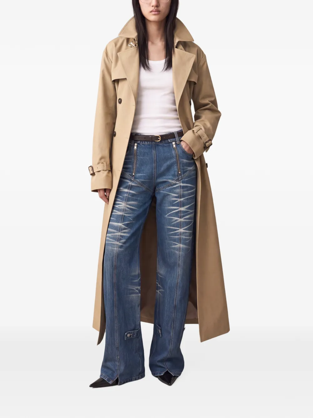 SRVC Studio Seren trenchcoat met dubbele rij knopen Beige