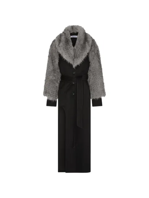 SRVC Studio Raven faux-fur trim coat