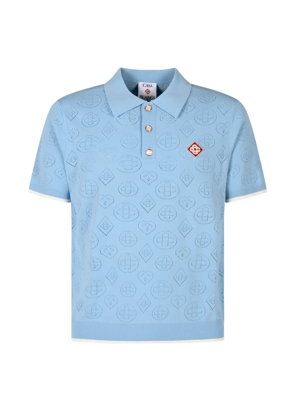 Casablanca logo-patch pointelle polo shirt