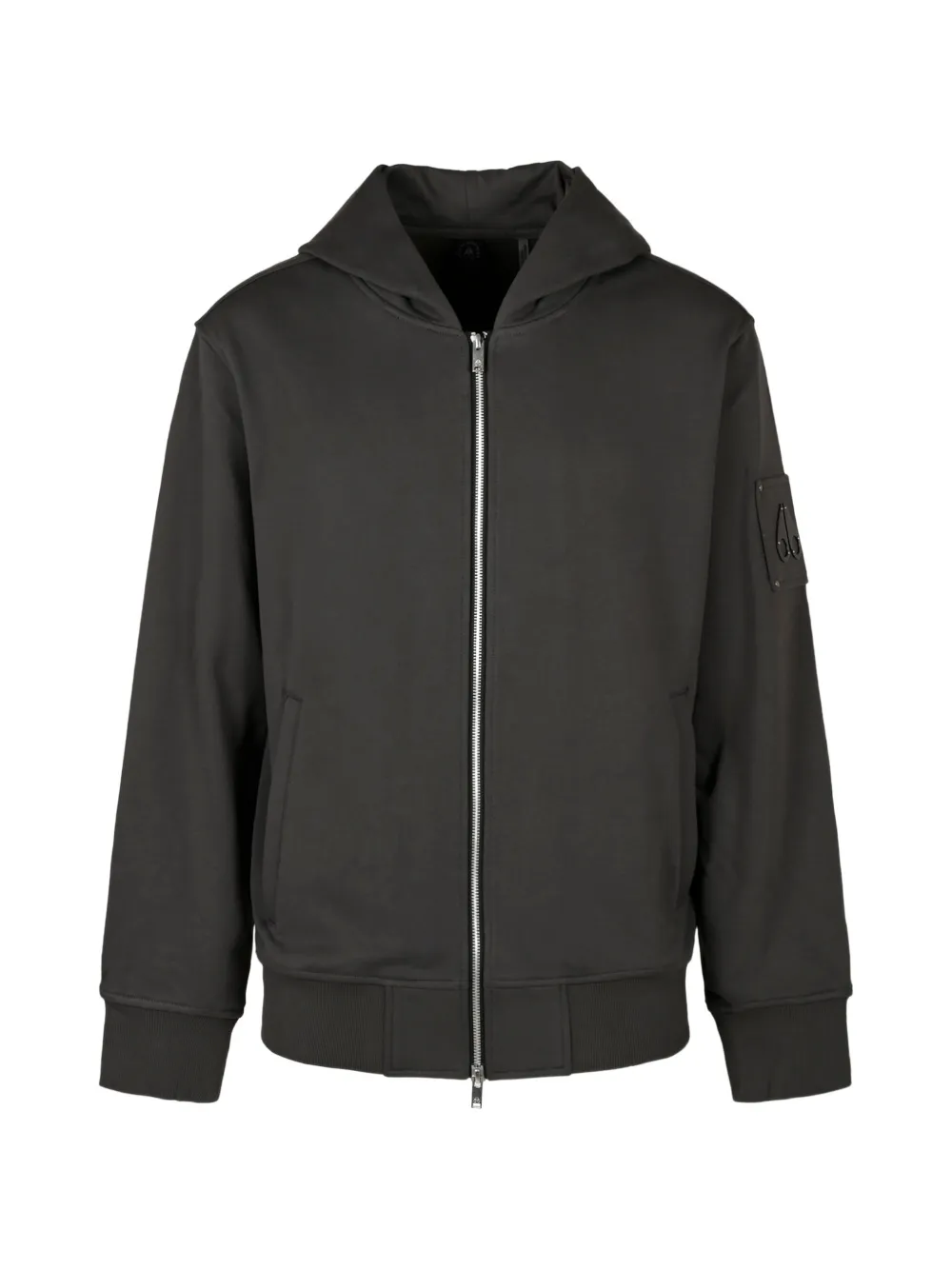 Moose Knuckles logo-patch zip-up hoodie - Grey