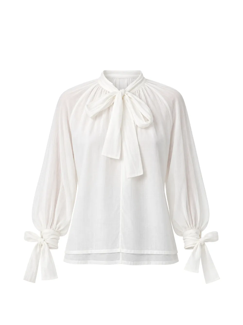 Tela pussy-bow tie-cuff blouse - Bianco