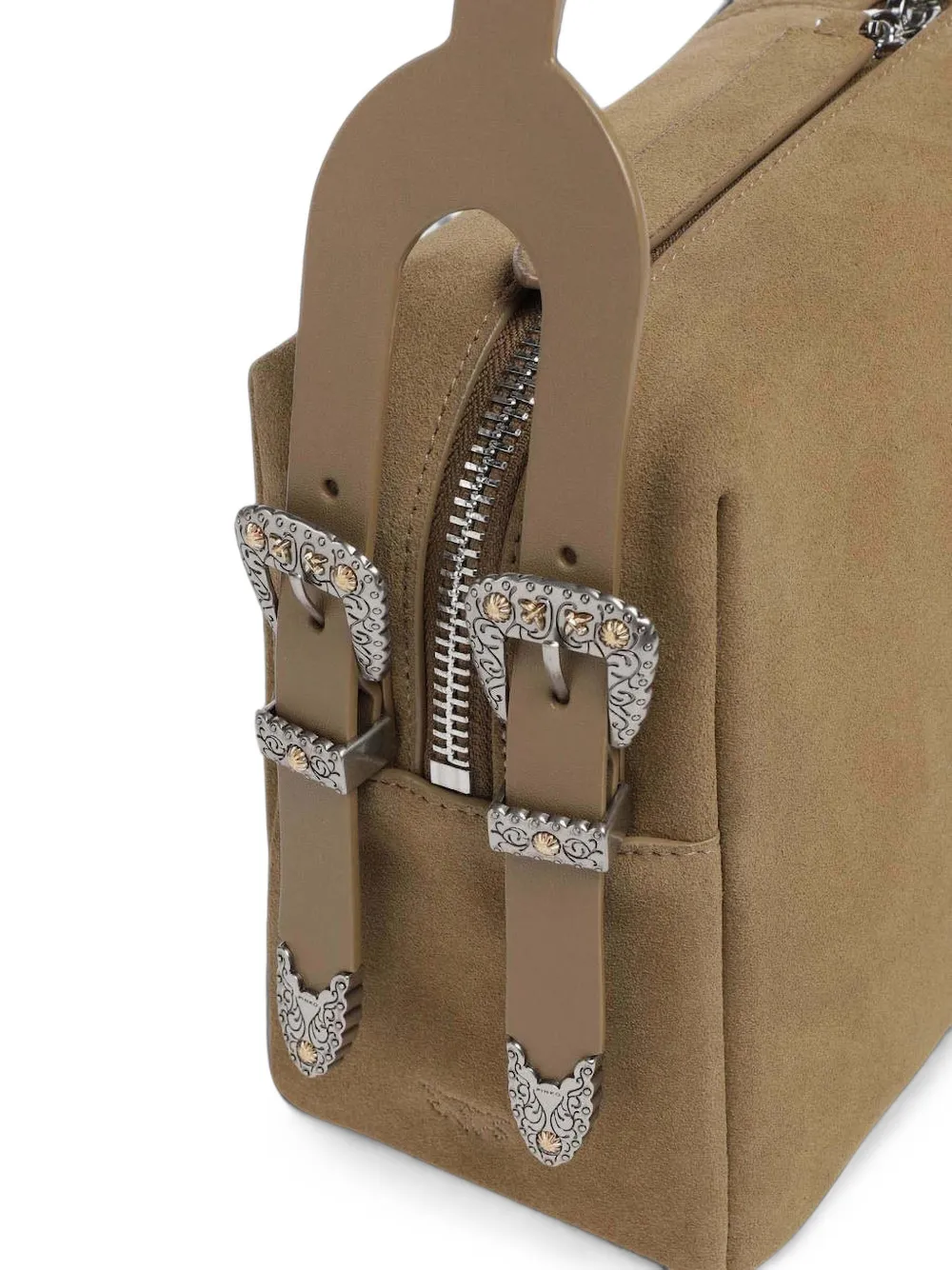 PINKO buckle-detail suede shoulder bag Bruin