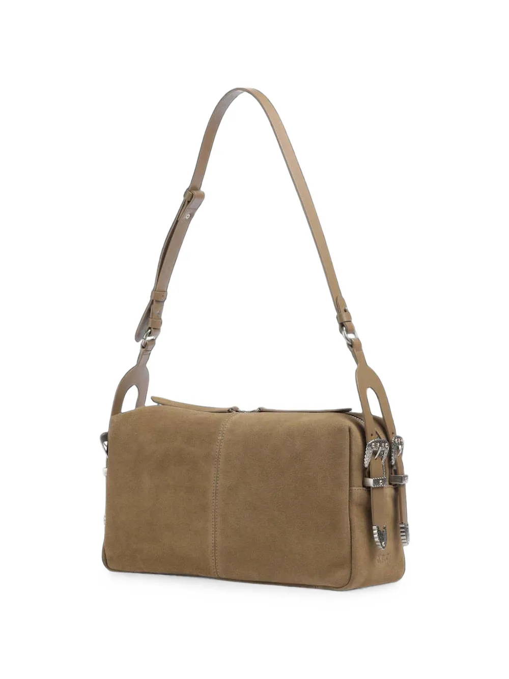 PINKO buckle-detail suede shoulder bag Bruin