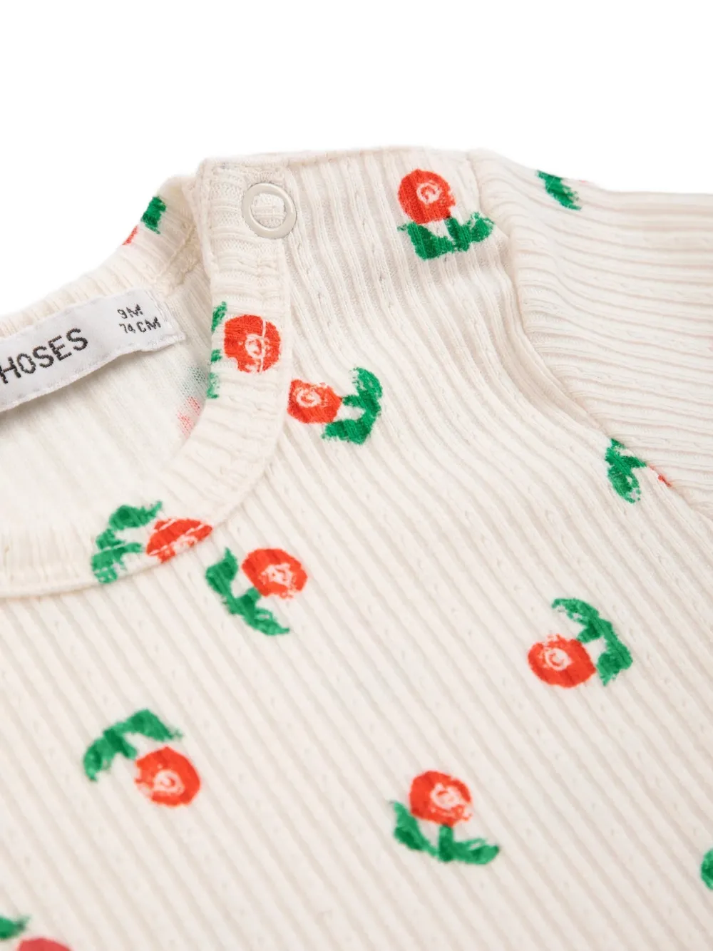 Bobo Choses Geribbeld T-shirt met bloemenprint Wit