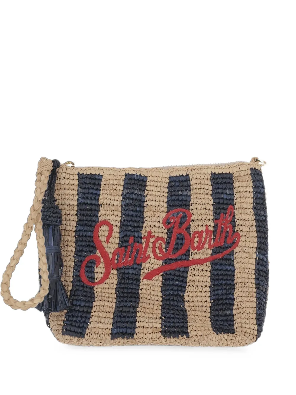 MC2 Saint Barth striped logo-embroidered clutch bag