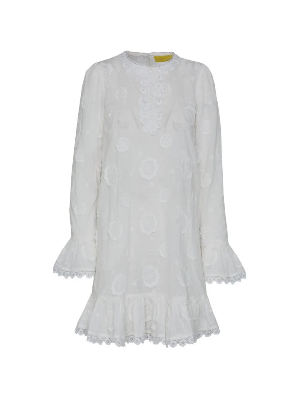 Philippa 1970 Mera Floral-appliqué Ruffled Midi Dress In White