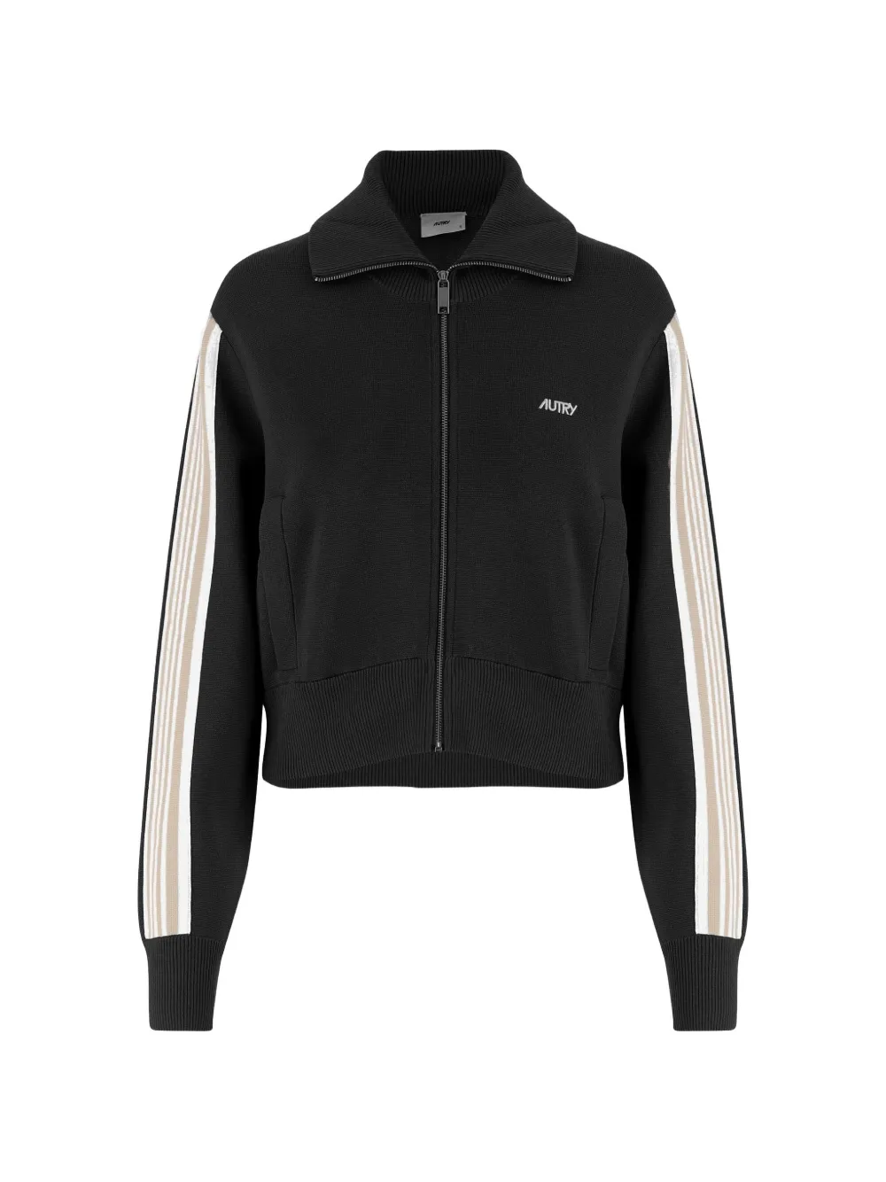 Autry striped-sleeve logo-embroidered jacket