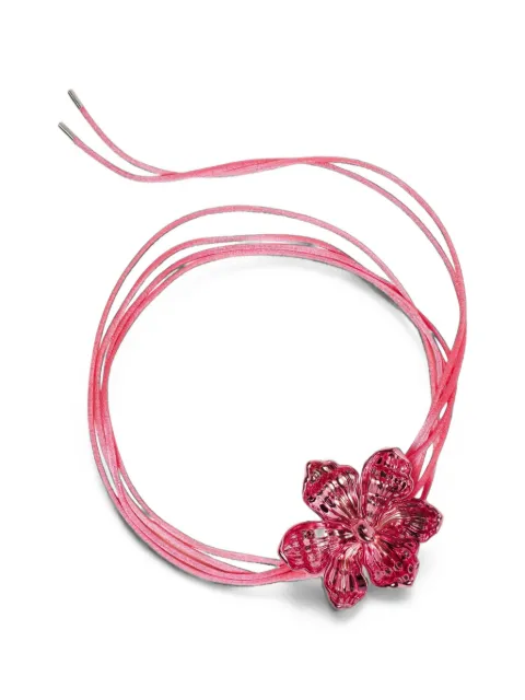 Hugo Kreit Iris Lacet flower-pendant cord necklace