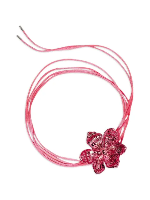 Hugo Kreit Iris Lacet flower-pendant cord necklace