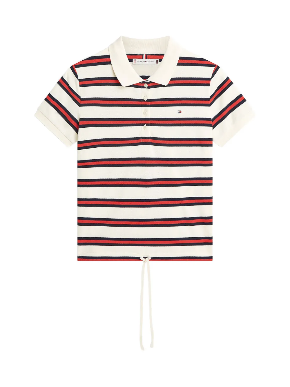 Tommy Hilfiger Poloshirt met trekkoord en meerdere strepen Wit