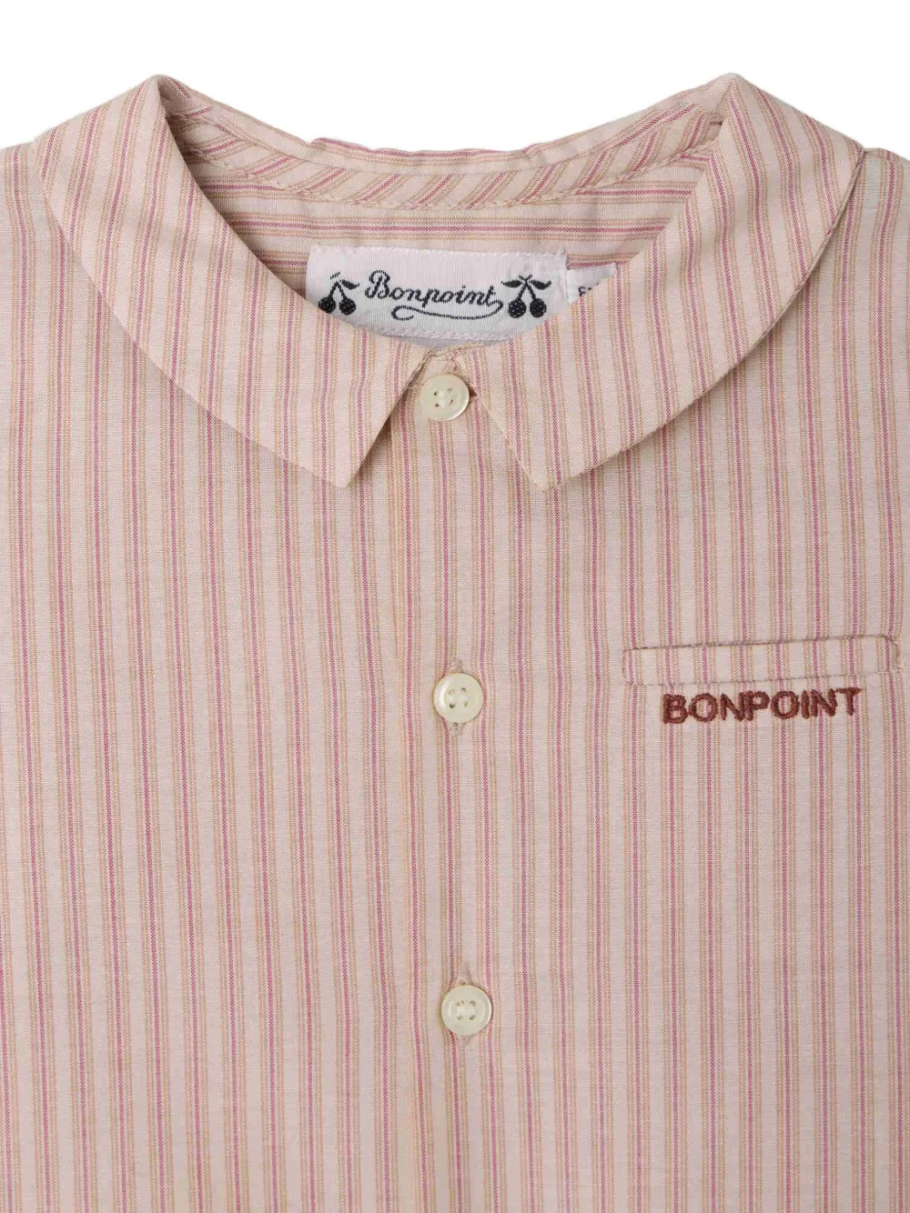 Bonpoint Gestreept shirt met geborduurd logo Beige