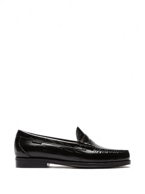G.H.Bass Larson croc-embossed leather penny loafers