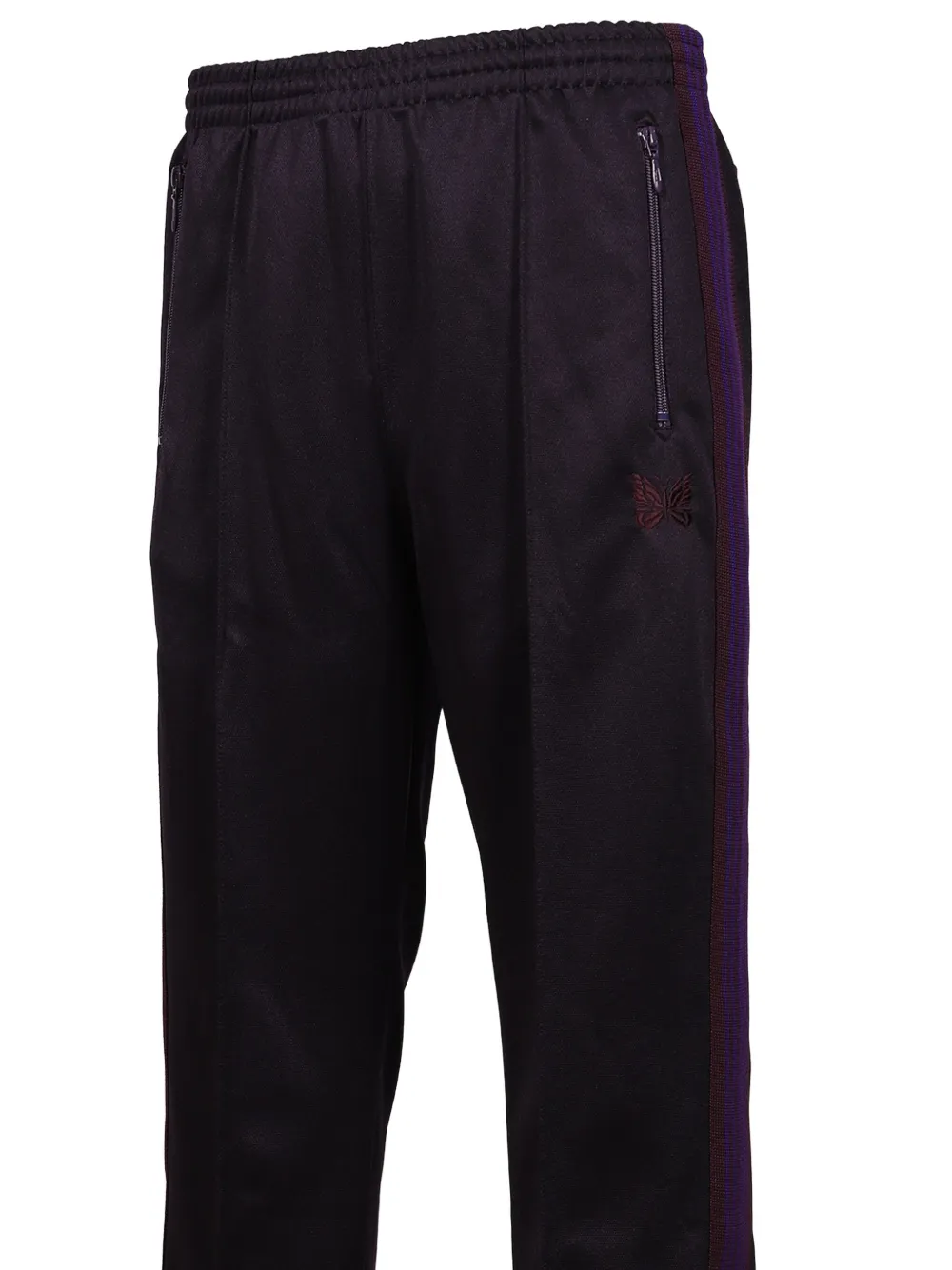 Needles Trainingsbroek met geborduurd logo en zijstreep Paars