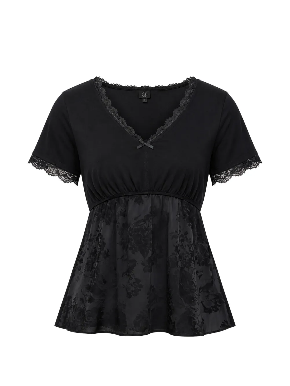 MM6 Maison Margiela lace-trim floral-jacquard top Zwart