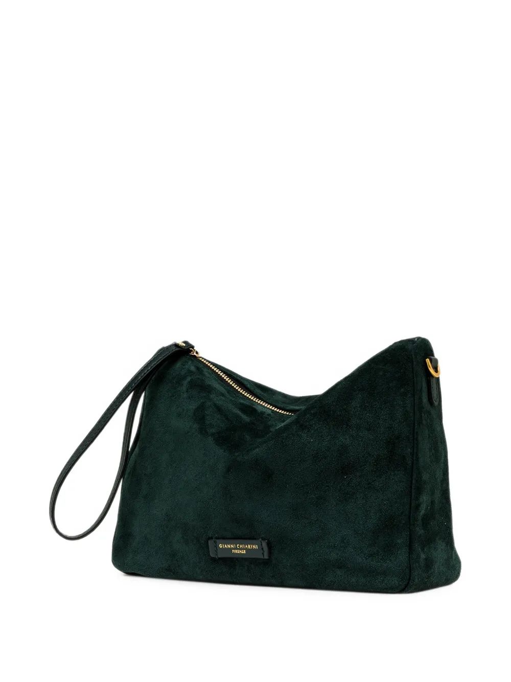 GIANNI CHIARINI Medium Nora Pouch clutch met suède afwerking en rits Groen