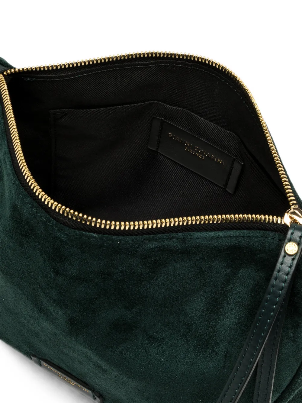 GIANNI CHIARINI Medium Nora Pouch clutch met suède afwerking en rits Groen