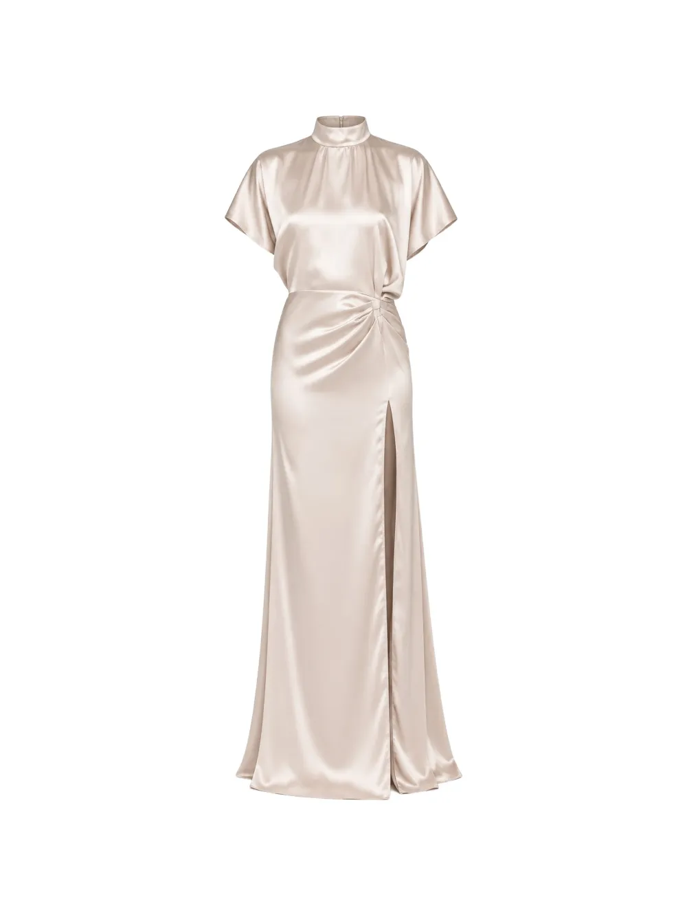 Actualee Satin-finish Gathered Maxi Dress In White