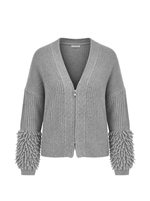 Kinross Cashmere fringe-sleeve cardigan