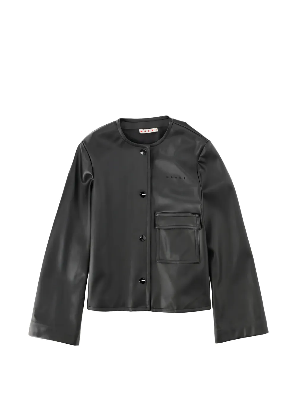 Marni Kids logo-print collarless jacket - Nero
