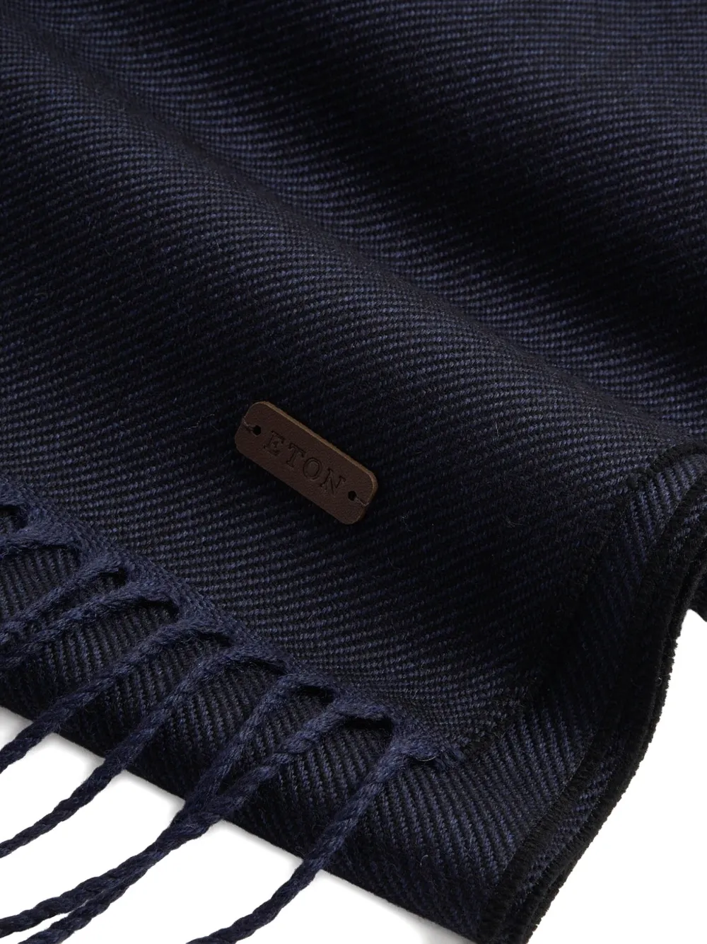 Eton Sjaal van merinowol met franje Blauw