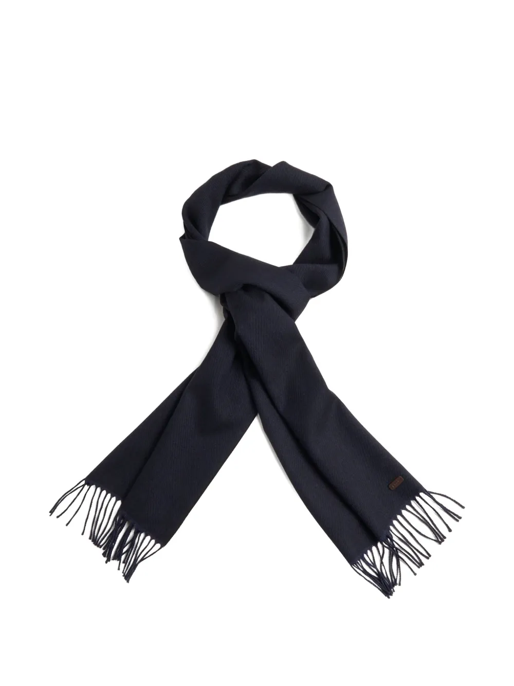 Eton Sjaal van merinowol met franje Blauw