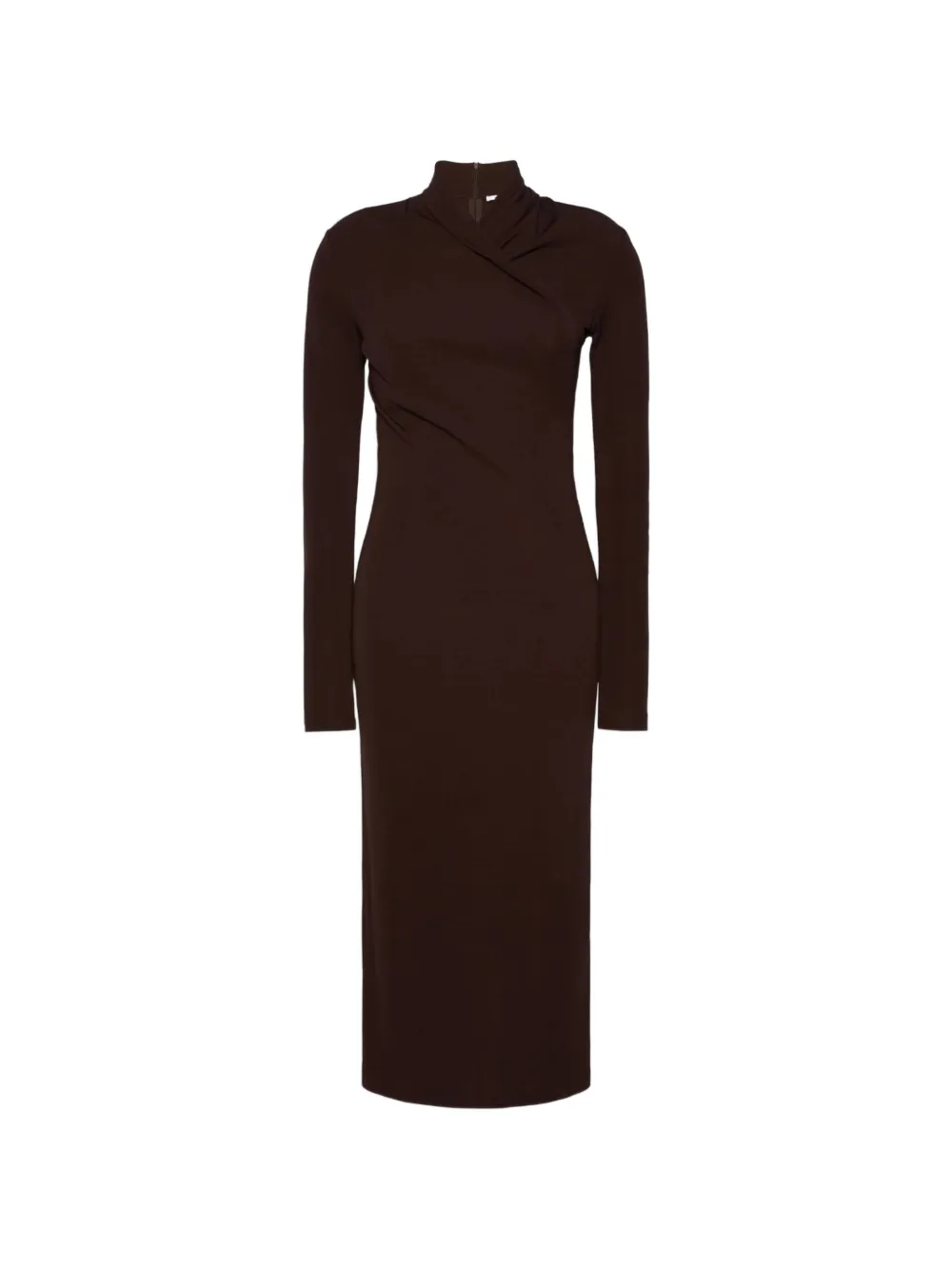 Max Mara robe drapée Estremo à manches longues - Marron