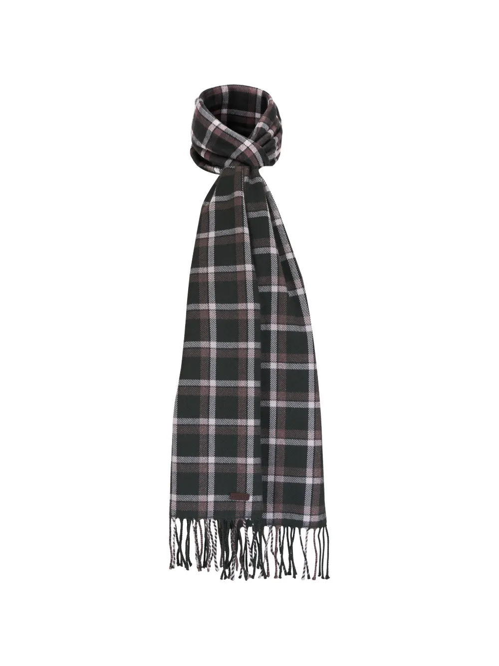 Eton check-pattern fringed scarf