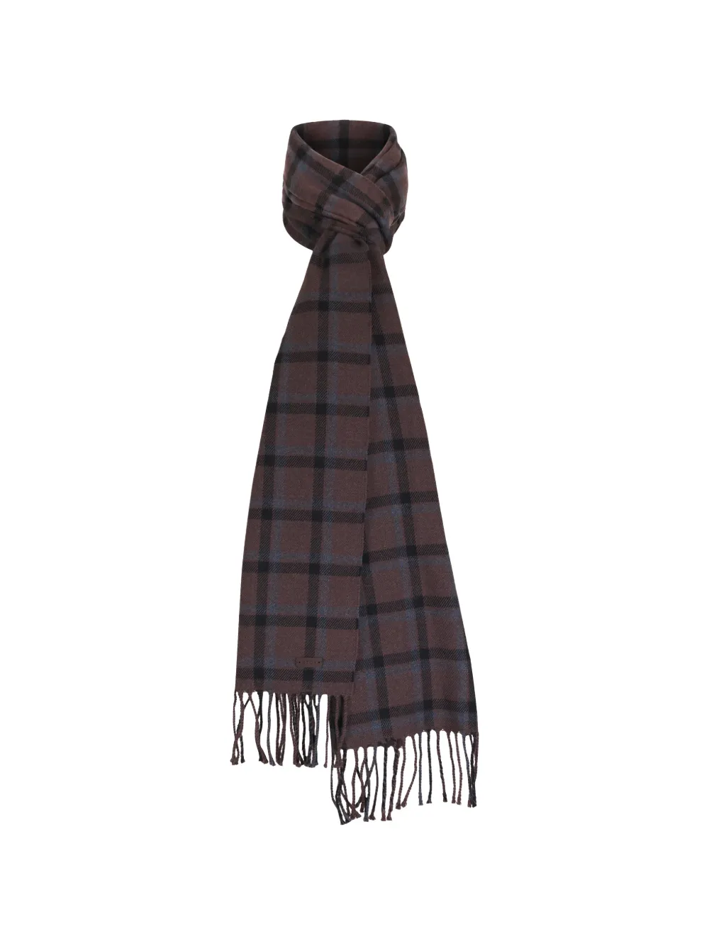 Eton check-pattern fringed scarf