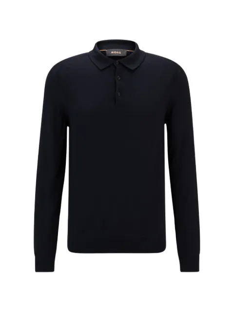 BOSS long-sleeve knitted polo shirt