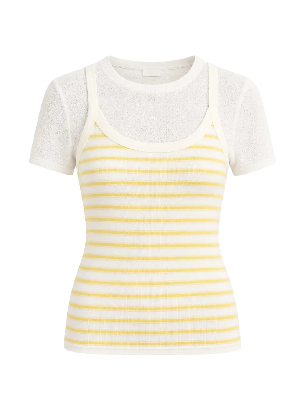 Vince striped layered T-shirt Geel