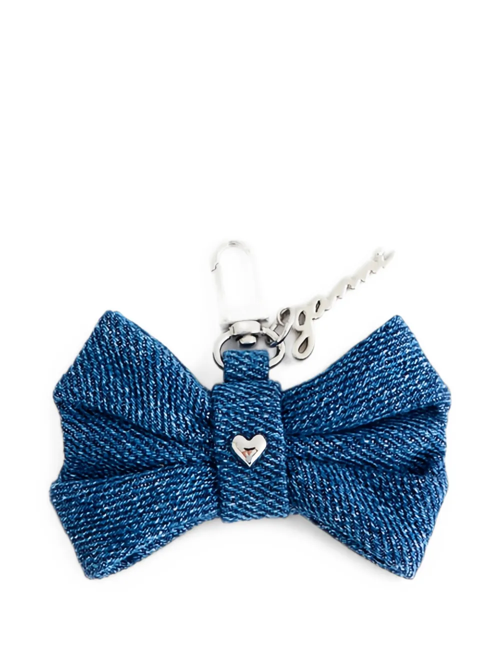 GANNI bow-detail denim keyring