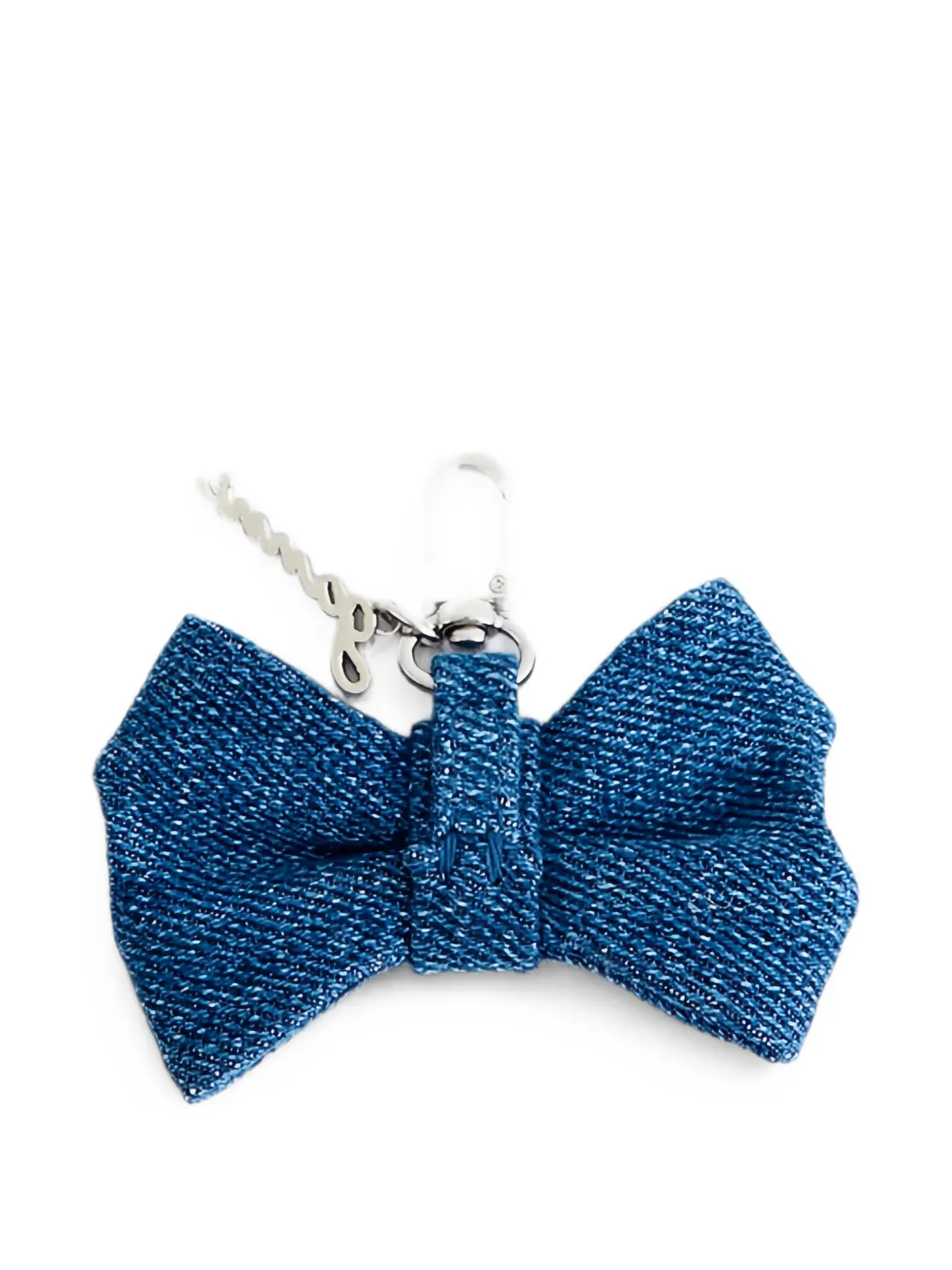 GANNI bow-detail denim keyring Blauw