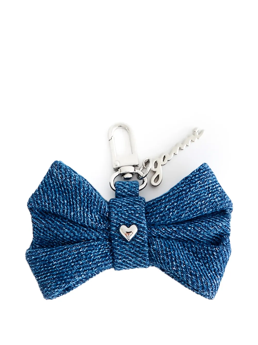 GANNI bow-detail denim keyring