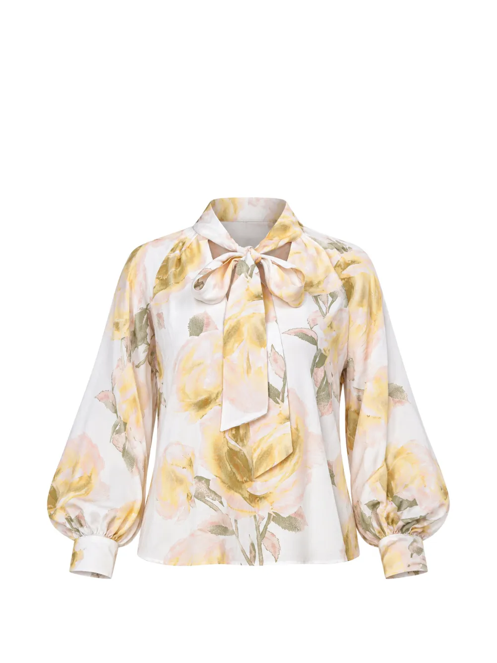 Ted Baker floral-print pussy-bow blouse - Bianco