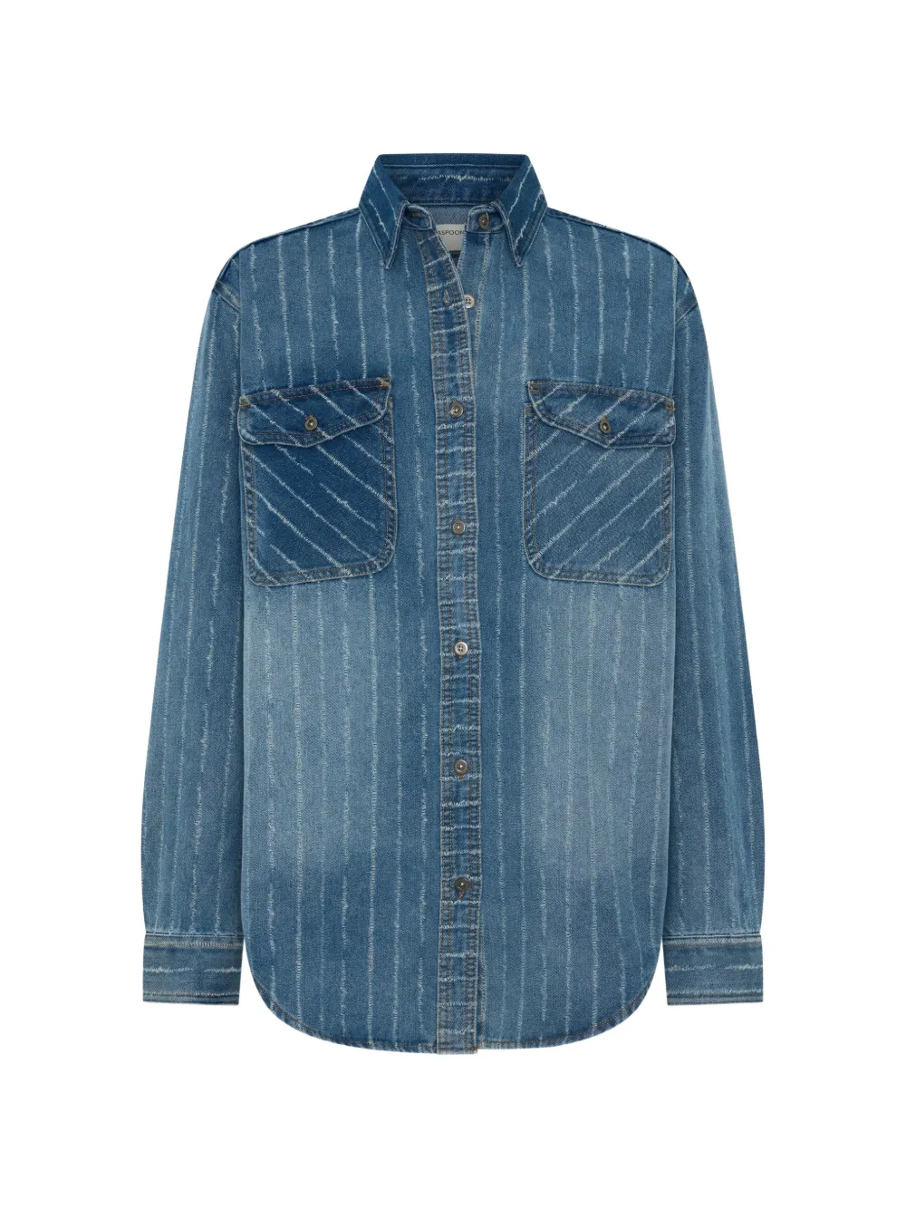 One Teaspoon distressed striped denim shirt