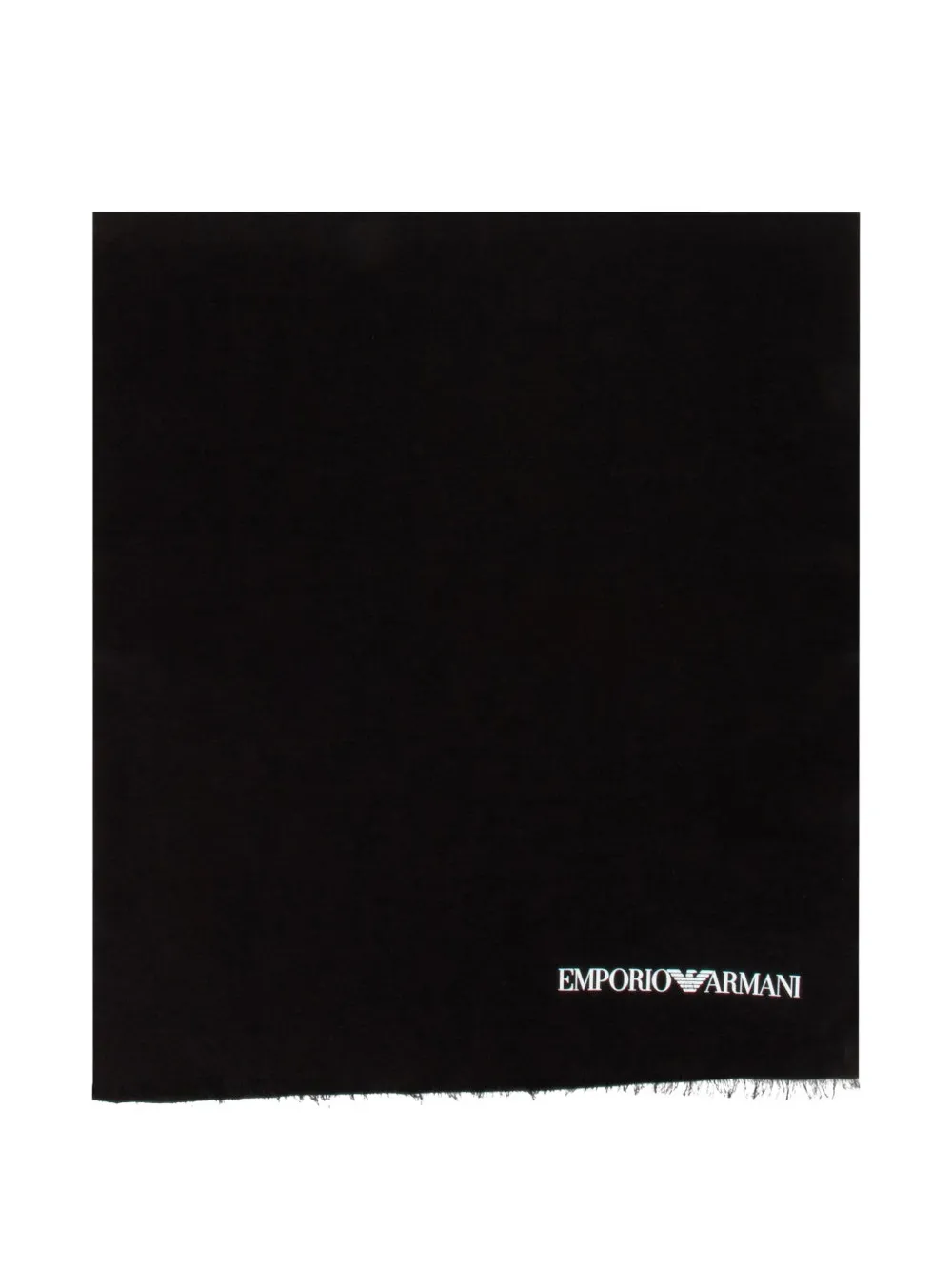 Emporio Armani logo-print frayed scarf - Nero